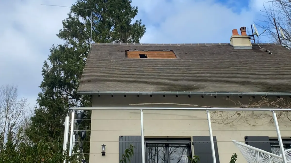 Toiture de pavillon avec cheminée